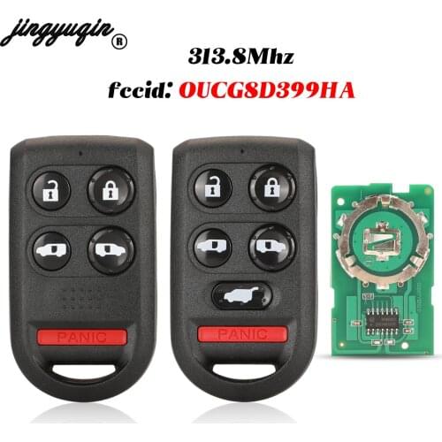 Jingyuqin 5/6 Buttons For Honda Odyssey EX EXL Odyssey Touring Fob 314Mhz Smart Remote Car Key fccid: 2AOKM-HD399 Replacement