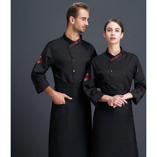 Chef Overalls Long Sleeves Restaurant Uniform Autumn and Winter Hotel Bake Shop Western Restaurant Kitchen Chef Uniform Workwear