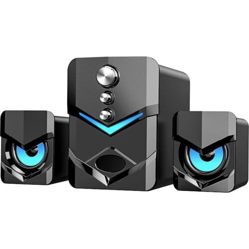 SADA D-222 Computer Speaker with Subwoofer USB-Powered 2.1 Stereo Multimedia 3.5mm Audio Input Speakers with LED Light