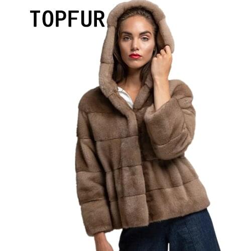 TOPFUR Winter Basic Coats Women Plus Size Genuine Leather Jackets With Hooded Natural Mink Fur Coat Spring Jackets Real Fur Coat
