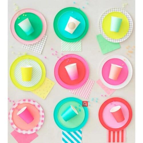 Lightweight 24Pcs/Set Nice-looking Cold Meal Disposable Tableware Kit Solid Color Party Tableware Modern for Home