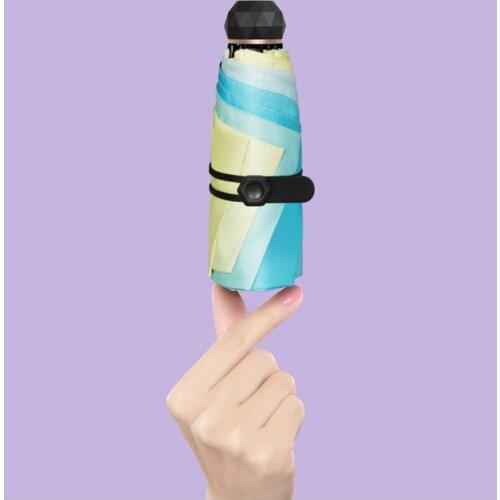 Mini Colorful Women Umbrella Sun Rain Men Parasol Five Folding Small Sun Uv Protection Pocket Umbrella Windproof Girl Gift Y6S