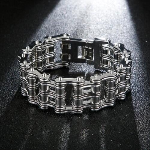 Fashion Big Bicycle Chain Bracelet For Man Steel Color High Quanlity Punk Stainless Steel Jewelry 225mm For Men
