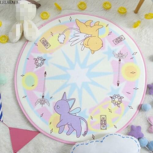 Cartoon Card Captor Sakura Round Style Decoration Rugs Magic Array KERO Flannel Home Bedroom Living Room Carpet Floor Doormat