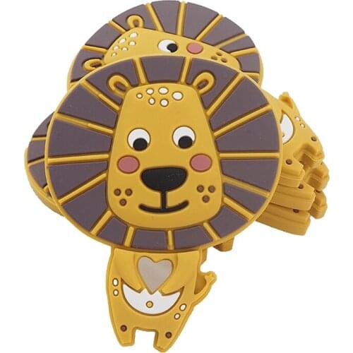 Chenkai 10PCS BPA Free Silicone Lion Teether Cute Animal Catrtoon Teethers For DIY Baby Nursing Pacifier Clip Soother Chain