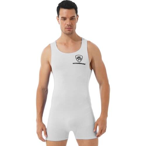 Men Gymnastics Sport Tank Bodysuit Quick-drying Sportwear Athletic Wrestling Boxers Jumpsuit Sleeveless Workout Lingerie Teddies