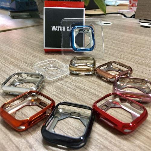 Soft Plating TPU Case Octagon Hollow-Out Protective Cover for Apple Watch Series SE/6/5/4 Thin Bumper Shell for iWatch 44mm 40mm