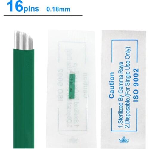 New 0.18mm Diameter 16 Pin Microblading Needles Blades Lamina Agulha Sobrancelha Tebori Microblading 16 Pontas Flex Brow Tattoo