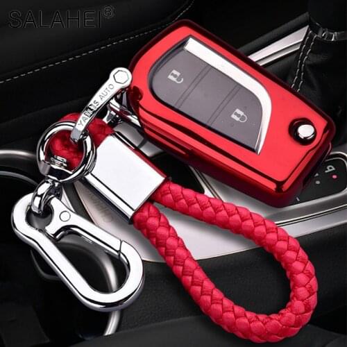 New TPU+PC Car Key Cover Case Toyota aygo Yaris Highlander Camry RAV4 Protective Shell Car styling Interior Accessories Keychain