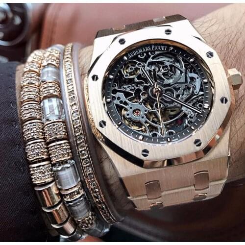 New Original Anil Arjandas Bracelets Rose Gold CZ Tube & Stainless Steel Stringed Up Men Bracelets & Bangles 2018 Jewelry Gifts