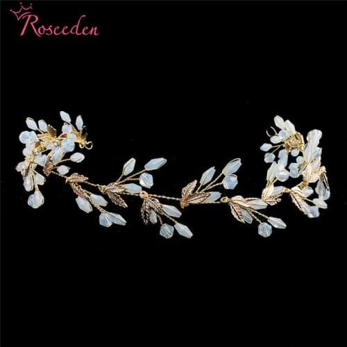 Leaves Bridal Hair Accessories Opal Wedding Headpiece Hair Headband Jewelry Luxury Hair Vine Hairbands RE3327
