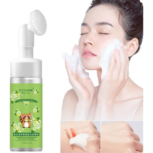 Cucumber Nourishing Amino Acid Cleansing Mousse Brightening Hydrating Oil Control Face Wash Skin Care Facial Cleansing Tool