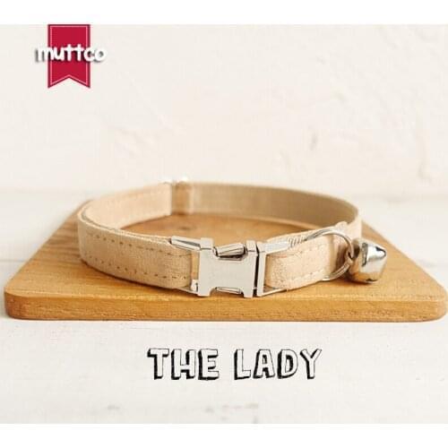 MUTTCO retailing self-design dog collar THE LADY handmade light brown 2 sizes poly satin and nylon cat collar UCC027