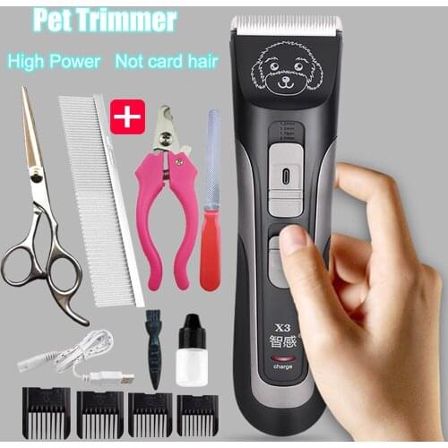 Professional High Power Rechargeable Electric Pet Dog Hair Trimmer Low-noise Safe Cat Animals Dog Hair Shaver Cutting Clipper
