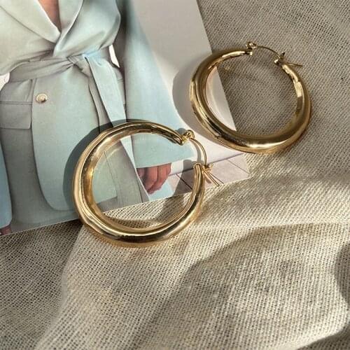 Simple Metal Gold Small Circle Hoop Earrings Thick for Women Minimalist Geometric Round Drop Dangle Earings Party Jewelry