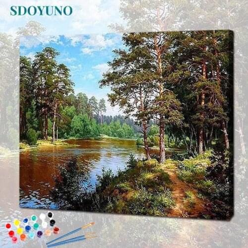 SDOYUNO 60x75cm Frameless Painting By Numbers Nature Landscape pictures by numbers DIY For Home Decoration Gift