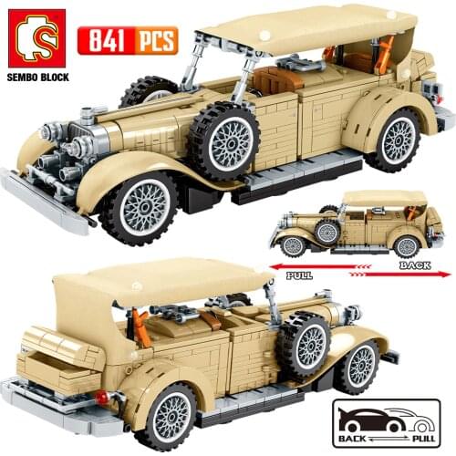 SEMBO City Pull Back Classic Car MOC Building Blocks Creator High-tech Mechanical Vehicle Bricks Toys for Children Boys Gifts
