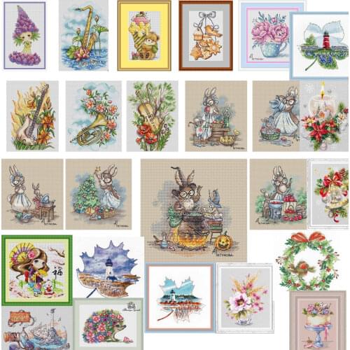 Rabbit Grandmother Series patterns Counted Cross Stitch DIY Chinese Cross Stitch Kits Embroidery Needlework Sets