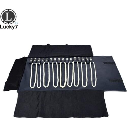 Blue PU Leather Jewelry Storage Portable Display Cases Organizer Jewelry Travel Roll for 16 Necklaces and Pendants Bag