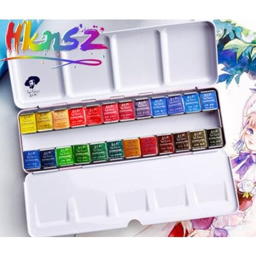 Paul Rubens Fine Solid Watercolor Paint Set 12/24/48 Color Fresh Style Metal Box Bright Water Color Painting Pigment