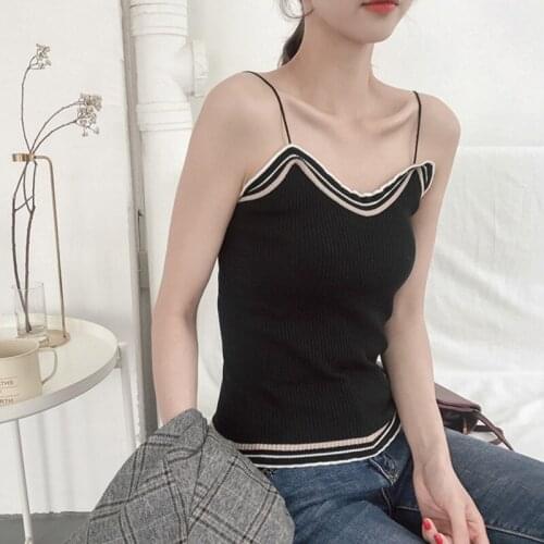 Women Fashion V Neck Camis Sexy Sling Tank Tops Casual Sleeveless Vest Sling Tops