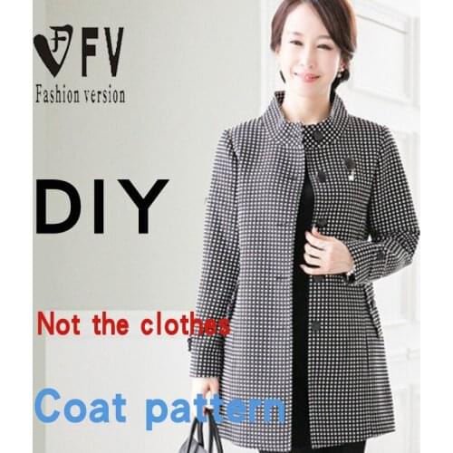 Ladies' middle-aged and elderly stand-collar coat coat pattern garment cutting design drawing BFY-104