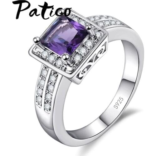 Retro Style 925 Sterling Silver Ring Pave Cubic Zirconia Square Pendant Finger Accessories Jewelry Women Lady Gifts