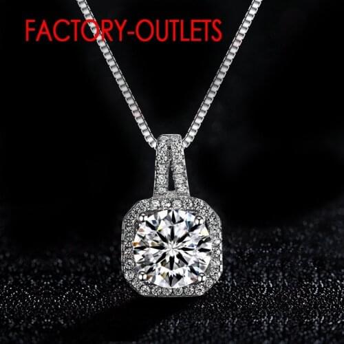 925 Sterling Silver Bridal Pendant Necklace For Decoration Fashion Square CZ Crystal Bezel Setting Women Girls Party Engagement