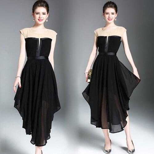 2017 Woman One-Piece Dress SoftFox Brand Women Bohemian Summer Chiffon Dress Short Sleeve Patchwork O-Neck Free Shipping