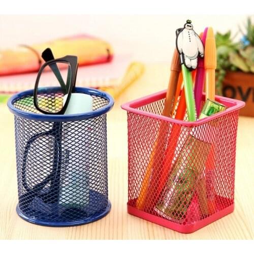 1PC Hollow Metal Pencil Pen Holder Storage Box Stand Manage Case Student Stationery Household Organizer LF 023