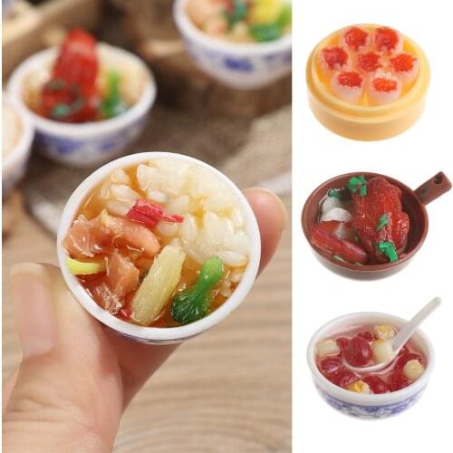 1PC Random Simulation Food Miniature Chinese Rice Pastry Casserole Noodles Dessert for Decor Dollhouse Kitchen Toy Fake Food Toy