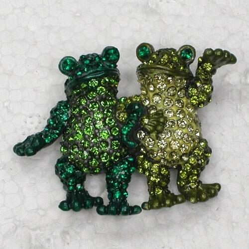 12pcs/lot Wholesale Fashion Brooch Rhinestone Frog Pin brooches Jewelry gift C102186