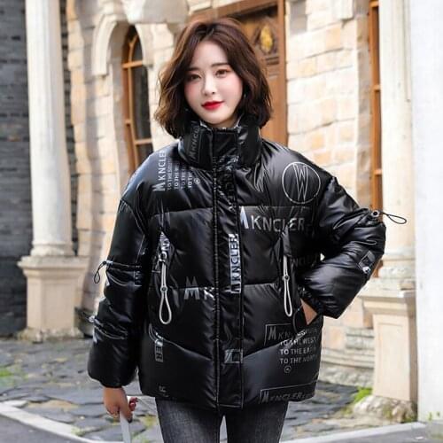 2021 Women Down Cotton Jacket Korean Winter Short Bread Outerwear Student Bright Surface Coat Warm Vintage Lady Jacket plus Size