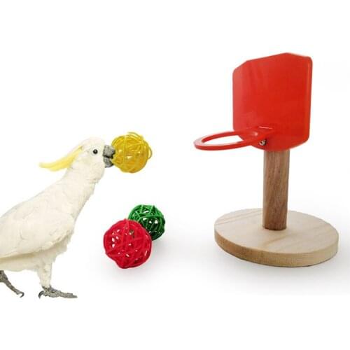 3Pcs Balls Pet Bird Chew Toy Mini Basketball Stand basket Bird Basketball Hoop Props Macaw Play Gym Toys For intelligence train