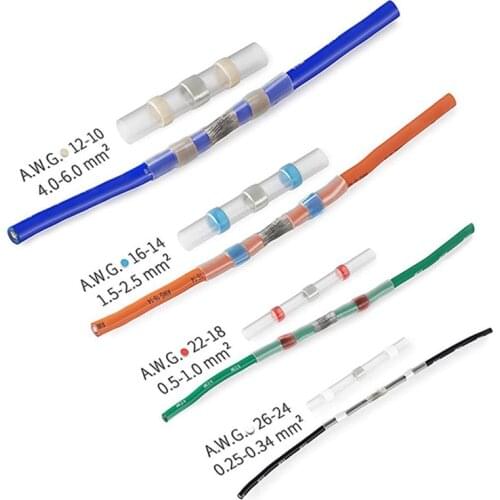 5/10/20pcs Waterproof Solder Seal Sleeves Heat Shrink Butt Wire Connectors Electrical Cable Splice Tinned Terminals 26-10AWG