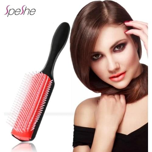 Denman Brush Hair 9-Rows Detangling Hair Brush Denman Detangler Hairbrush Scalp Massager Straight Curly Wet Hair Styling Comb