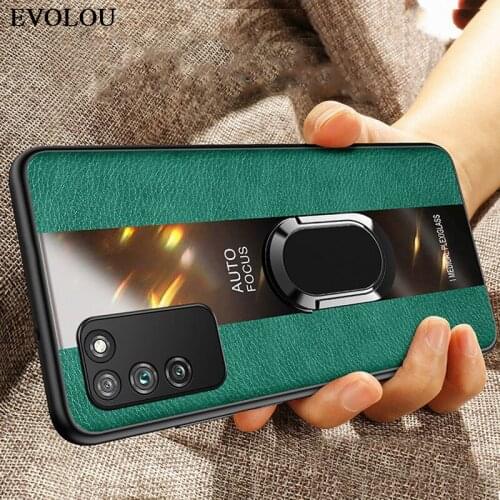 For Samsung S20 FE S20 Plus 5G Case Leather + Plexiglass Ring Holder Phone Cases for Samsung Galaxy S20 Ultra S10 Note 8 9 Cover