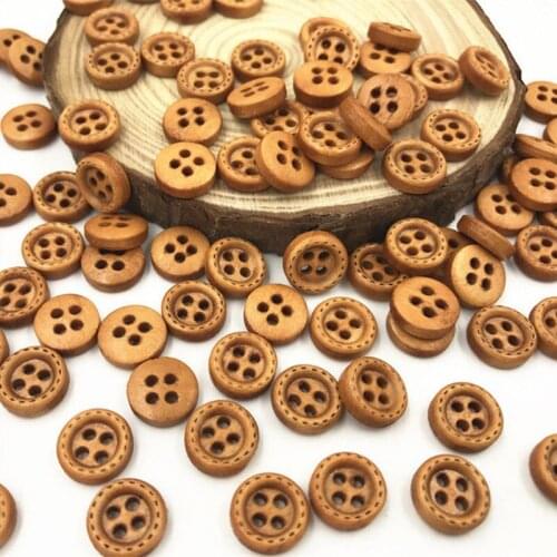 DIY 200pcs Round 4-holes Wooden Buttons Fit Sewing Scrapbooking 10mm