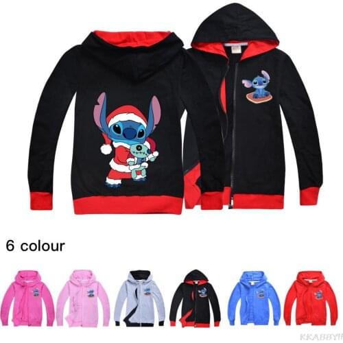 Disney Stitch Childrens Printed Hoodies Kids Clothes Baby Girl Sweatshirt Boys Girls Costume Kids Tops