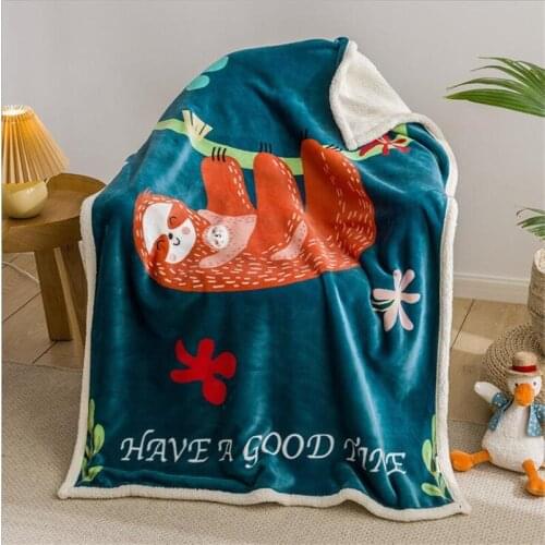 Cartoon children Flannel blanket Penguin bear dog printed parttern Soft Warm Winter Coral Fleece Blanket sofa Throw Blanket