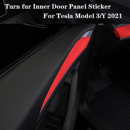 For Tesla Model 3 Y 2021 Turn fur Inner Front Door Panel Sticker 2PCS