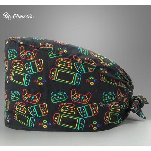 Breathable Multicolor Cap Printed Clinical Male and Female Surgical Hat Beautician Scrub Cap Pet Clinic Working Hat Hospital Hat