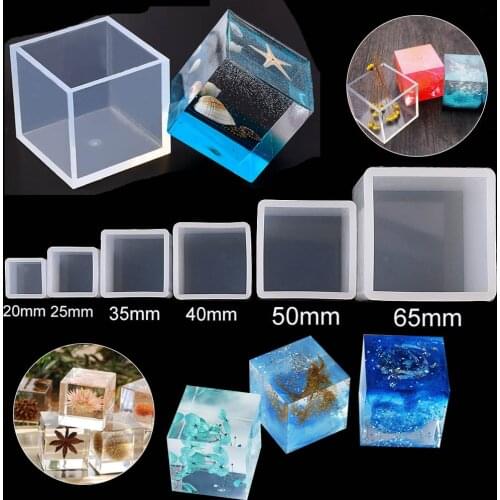 1PC A+ Quality 6 Size 20/25/35/40/50/60mm Mould Transparent Silicone Square Mold Epoxy Resin Molds For DIY Jewelry Making Tools