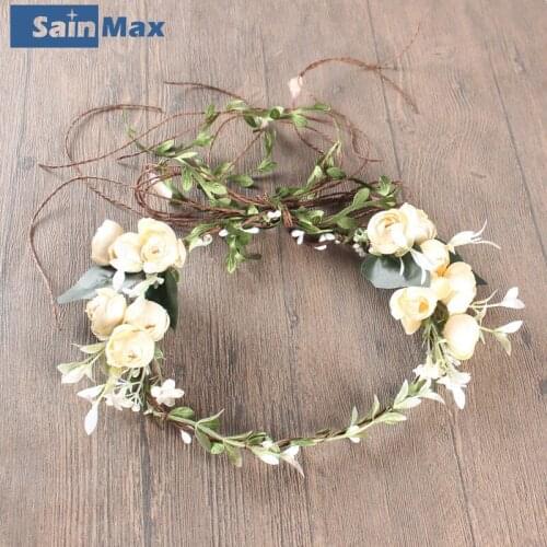 Artificial Flower Headband Women Wreath Hair Band Stylish Flower Crown Party Wedding Beach SainMax Gift Bridal Accessories