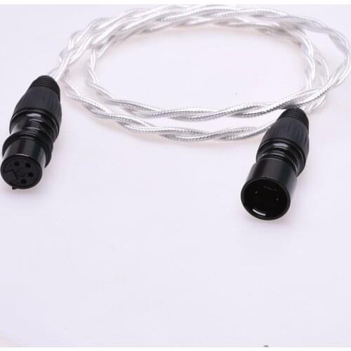 4 Pin XLR Male to 4 Pin XLR Female Balanced Audio Adapter Extension Cable Crystal Clear Silver Plated Shield Cable