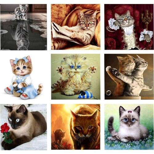 5d Diy Mosaic Art Animals Cross Stitch Diamond Painting New Diamond Embroidery Full Square Cat Picture Home Decoration Painting
