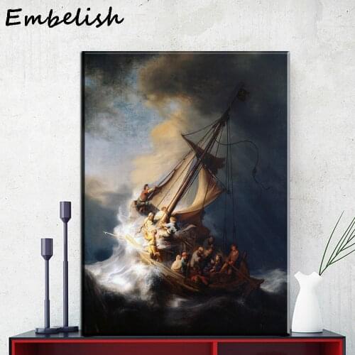 Rembrandt Ship Canvas Oil Painting HD Wall Art Prints Picture For Living Room Modern Home Decor Posters 1 Piece No Frame