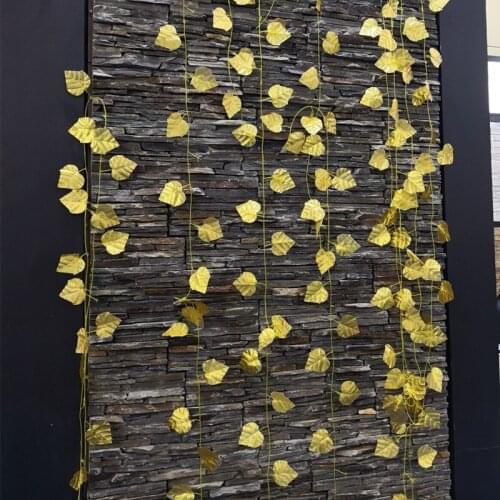 Maple Flower Rattan Simulation Golden Maple Yellow Leaf Plant Golden Yellow Leaves Home Party Decoration Layout Garden