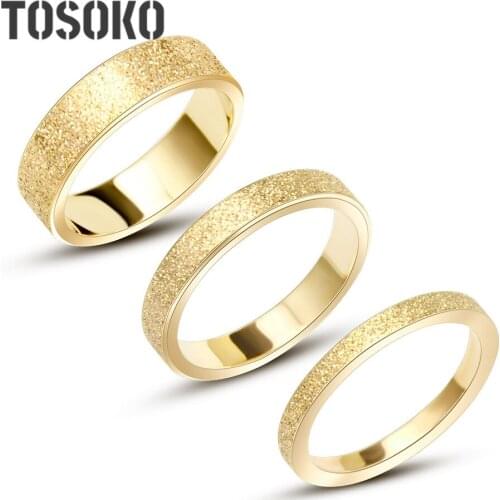 TOSOKO Stainless Steel Jewelry Frosted Ring Simple Plain Ring Index Finger Ring Womens Fashion Ring BSA010