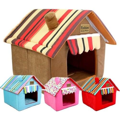 Colorful folding Striped Removable Cover Mat Dog Cat Bed For Small Medium Dogs Pet Products cat House Pet Bed for Cats dogs